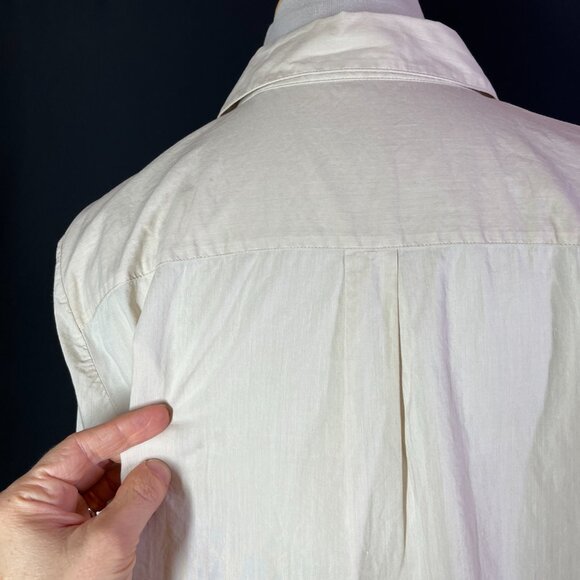 Theory Size M Classic Straight Shirt Cotton Beige Button-Up Long Sleeve - Picture 7 of 15